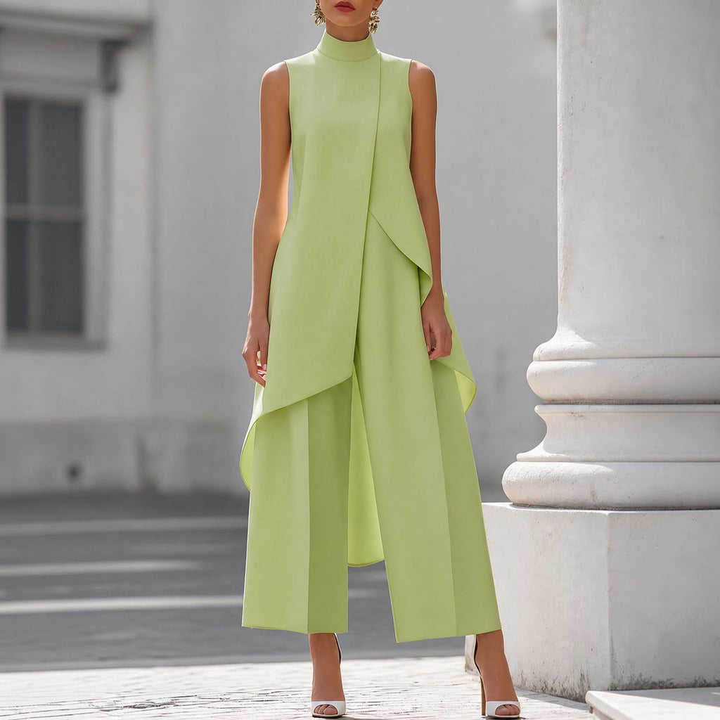 Valentina | Mono Elegante con Top Drapeado de Cuello Alto