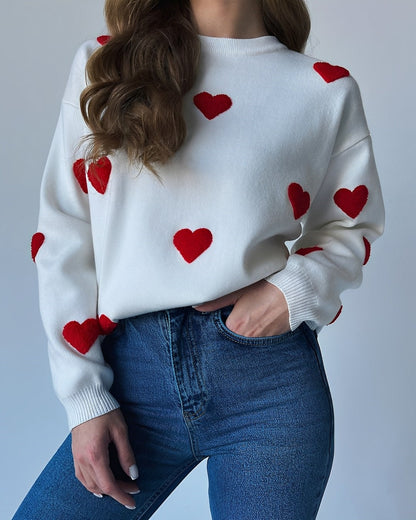 Oriana - Suéter Oversize con Bordado de Corazones