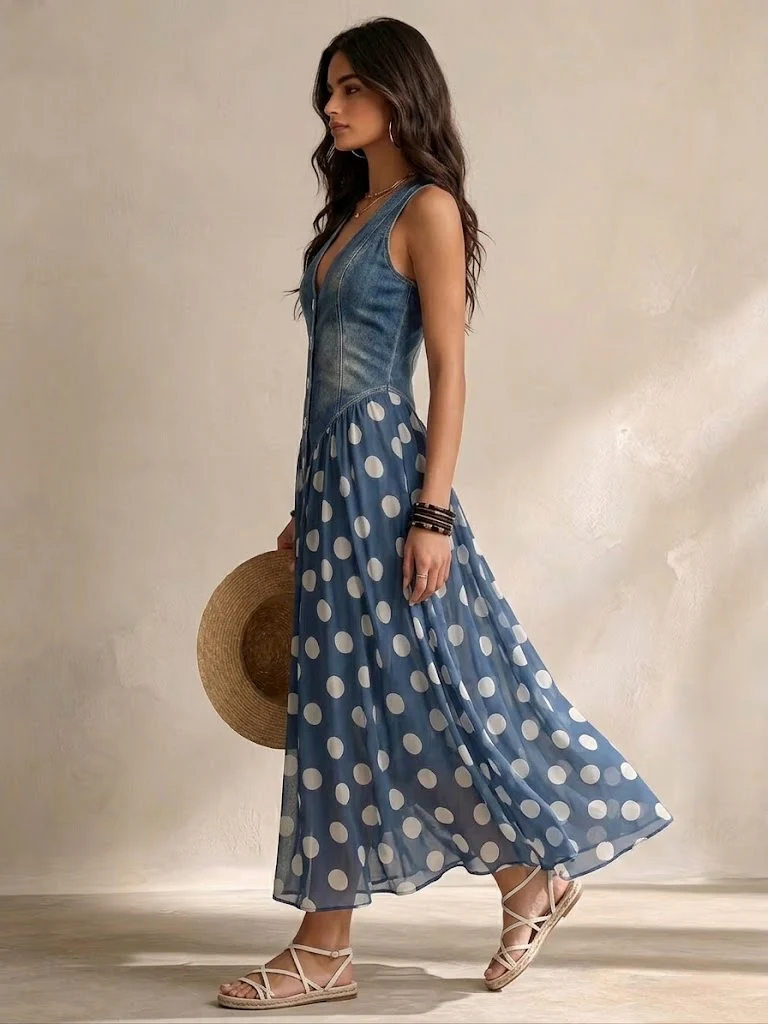 Bianca | Vestido Midi de Chifón con Lunares
