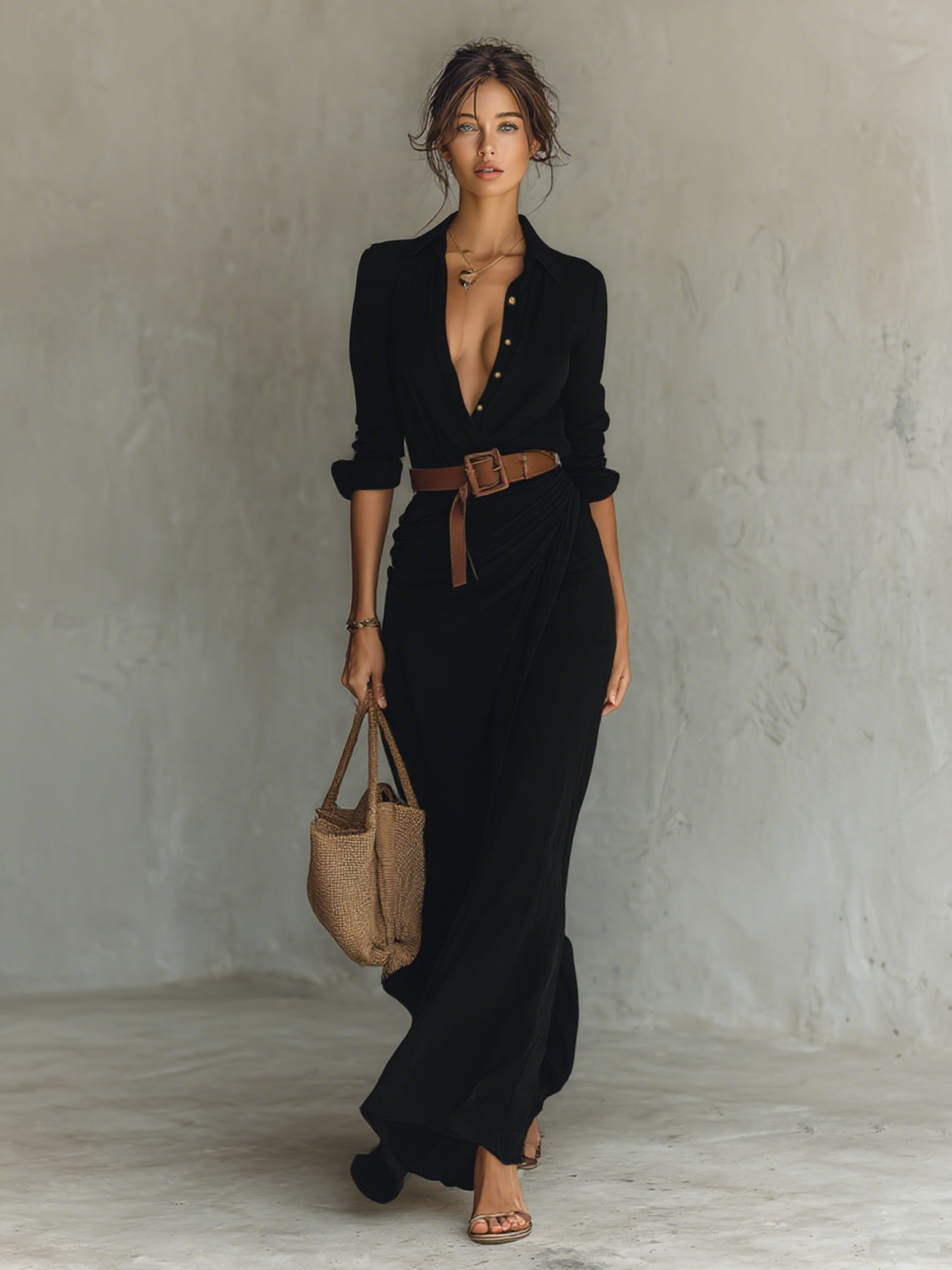 Alina | Vestido Largo Camisero con Cinturón