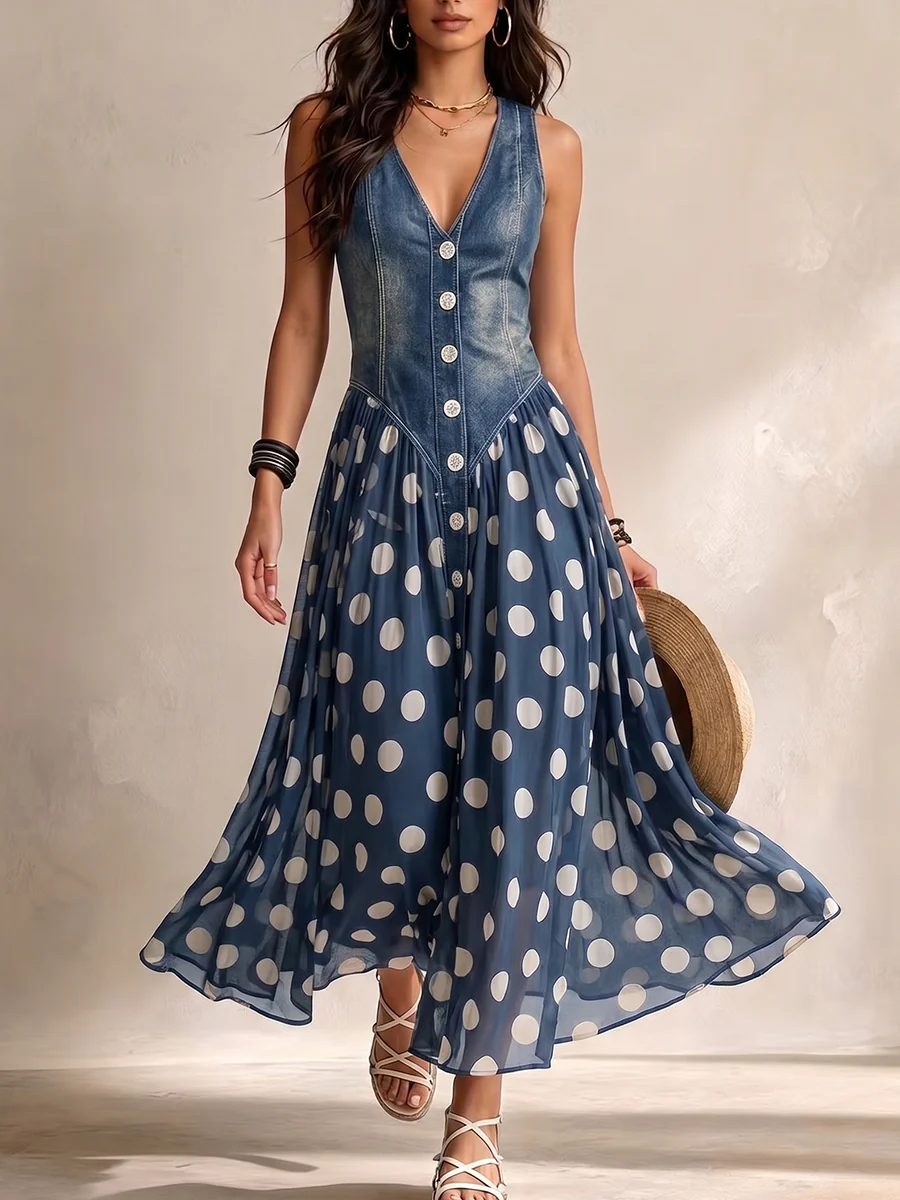 Bianca | Vestido Midi de Chifón con Lunares