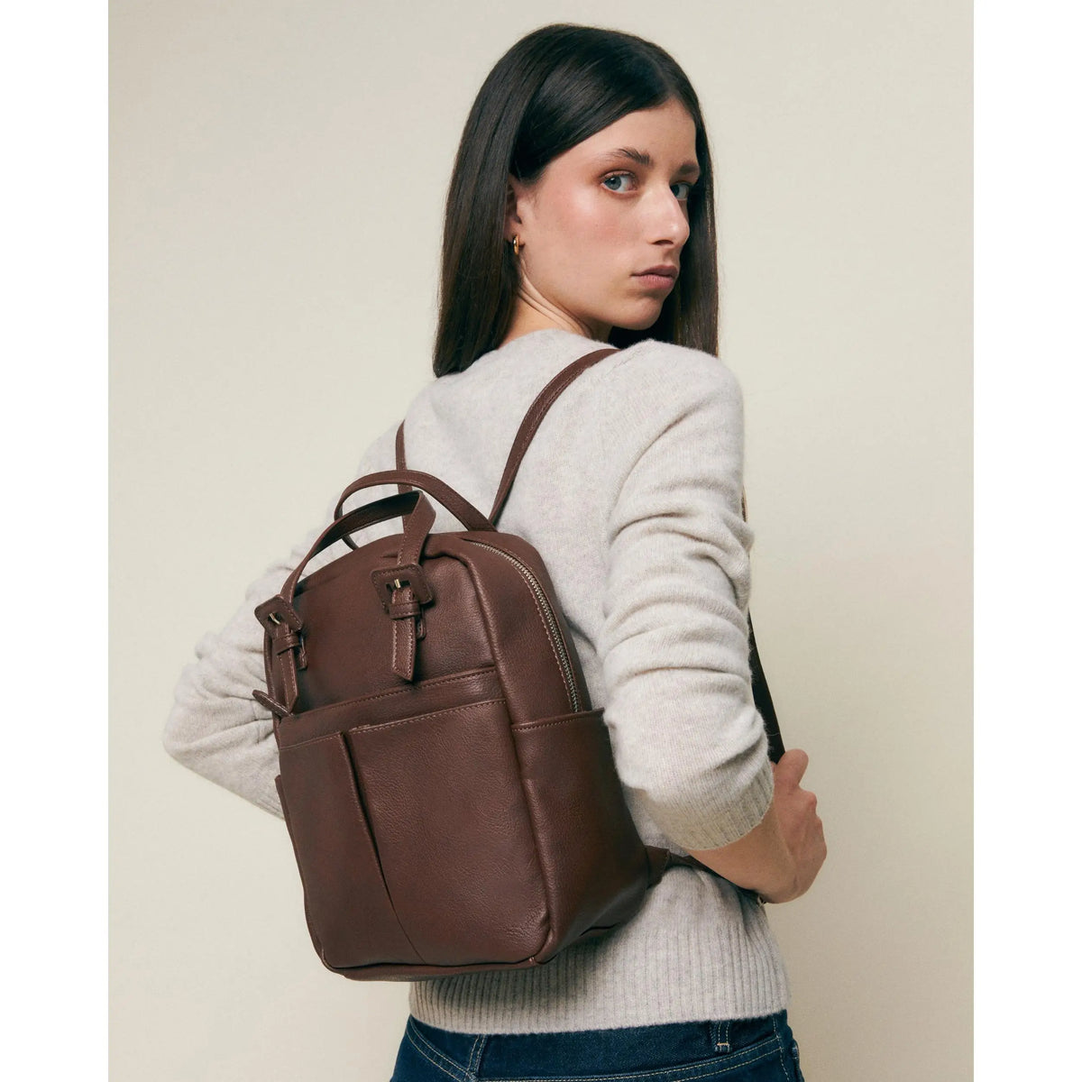 Aurora | Mochila efecto piel con bolsillos