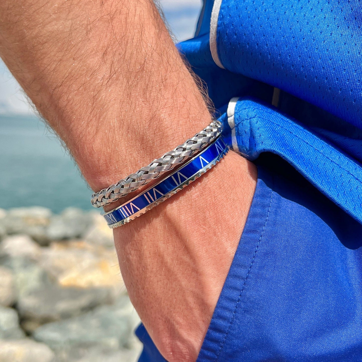 Roman Speed bracelet X Titan bangle silver blue