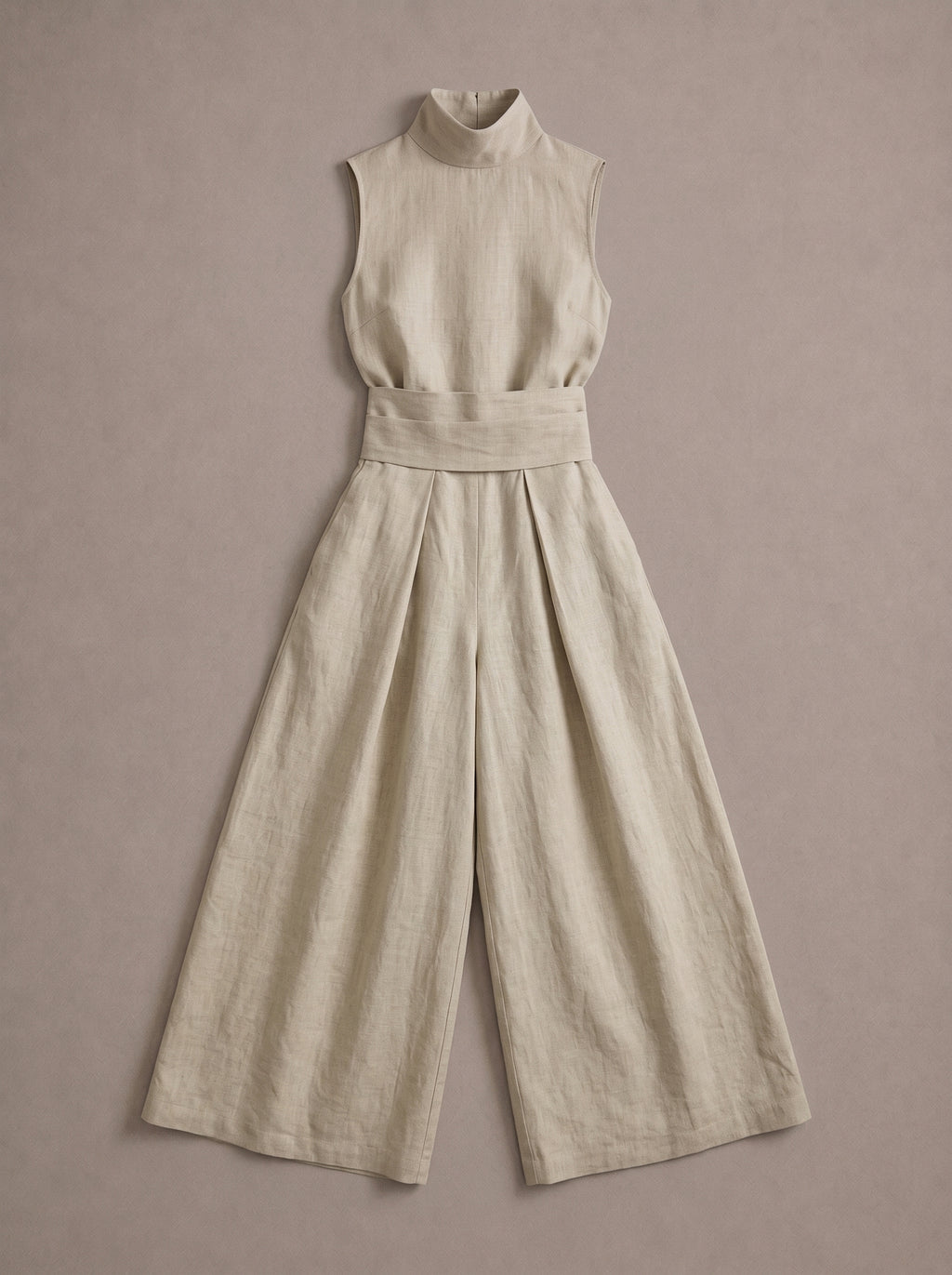 Flor™ | Conjunto minimalista de top sin mangas y pantalones de pierna ancha en algodón y lino para mujer