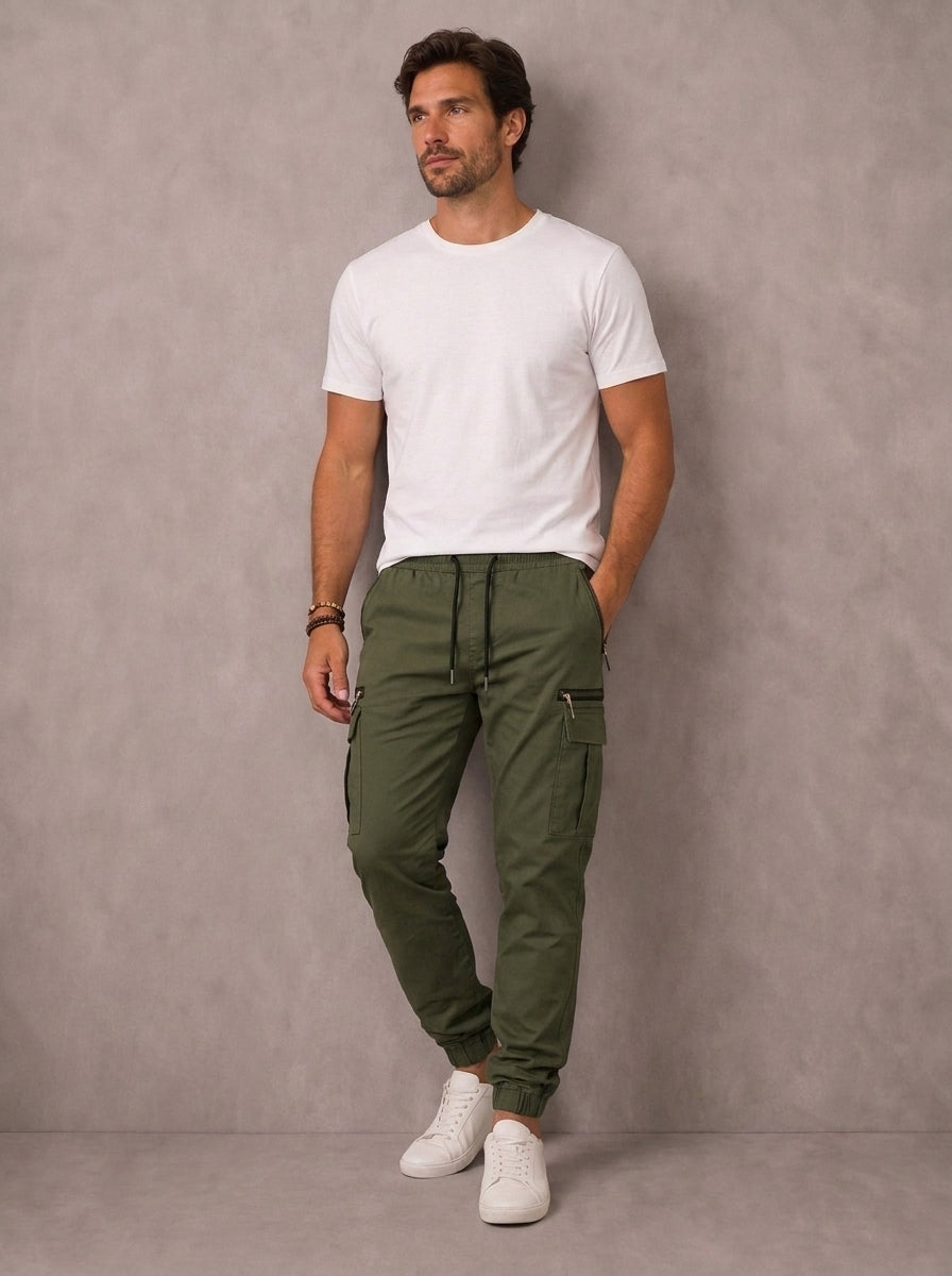 Diego | Pantalones Cargo Marino Multibolsillo
