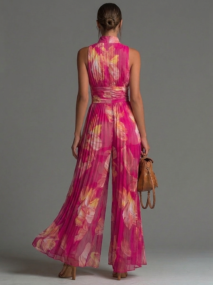 Leila | Mono Plisado Floral Fucsia