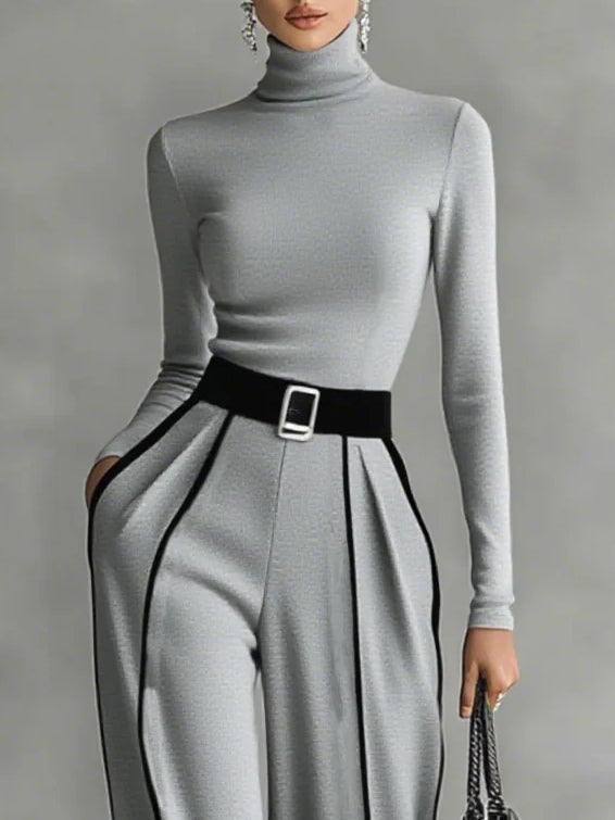 Angela | Conjunto Negro con Ribetes Blancos