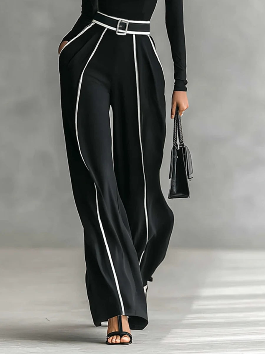Angela | Conjunto Negro con Ribetes Blancos