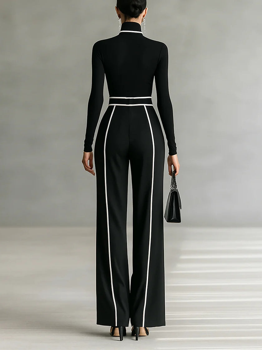 Angela | Conjunto Negro con Ribetes Blancos