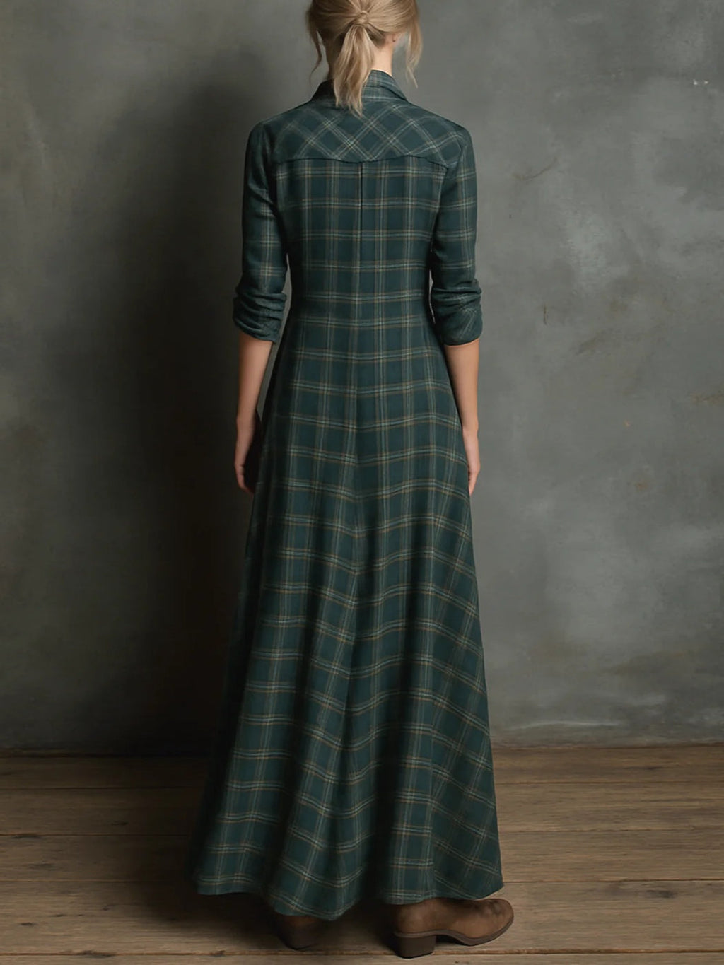 Emanuela | Vestido Largo Verde a Cuadros