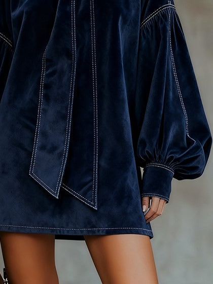 Agata | Vestido Azul Noche con Moño