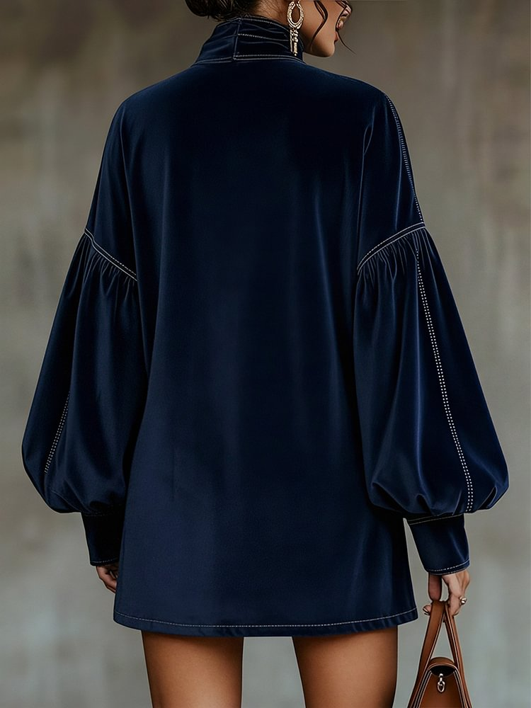 Agata | Vestido Azul Noche con Moño