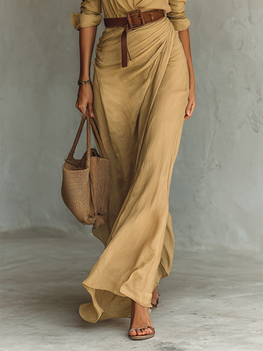 Alina | Vestido Largo Camisero con Cinturón