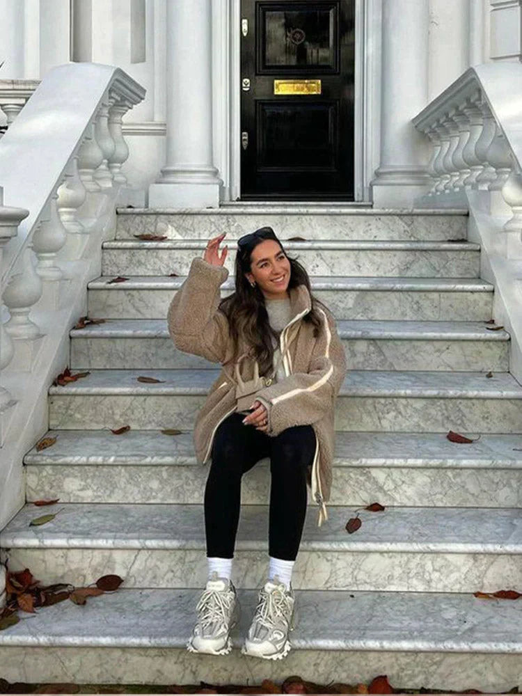 Silvana | Chaqueta Teddy Oversize Cuello Alto