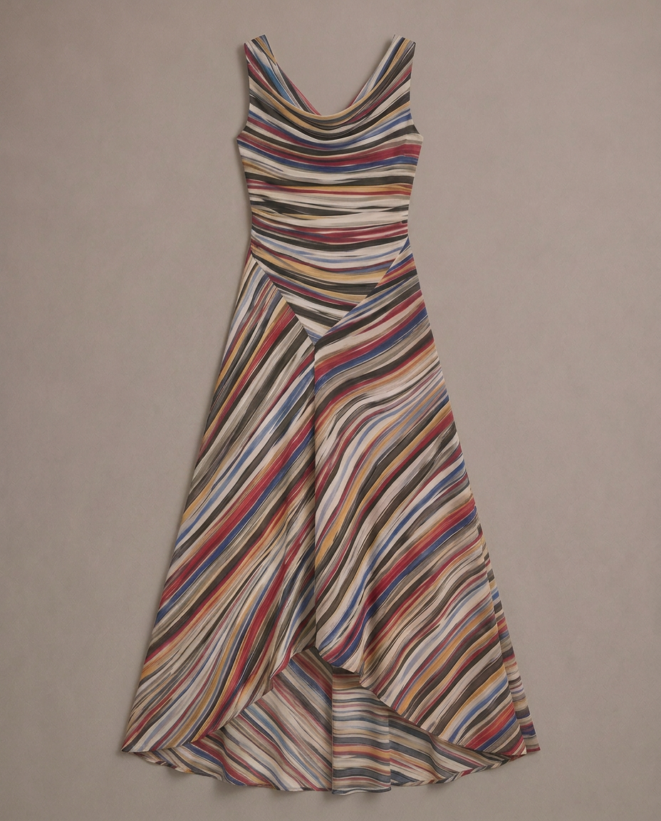Vestido largo de rayas multicolor