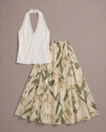 Conjunto de verano con top halter y falda larga floral