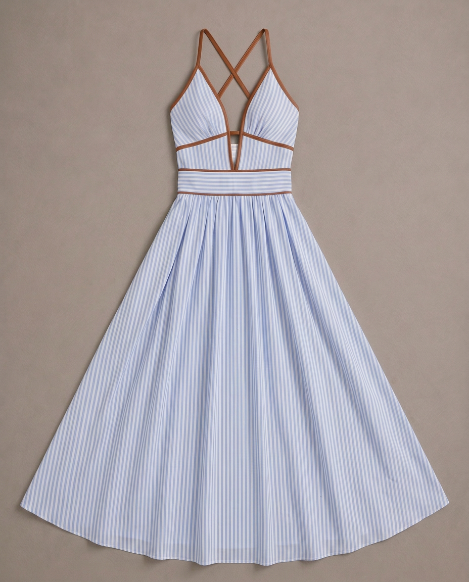 Vestido largo de rayas con escote cut-out
