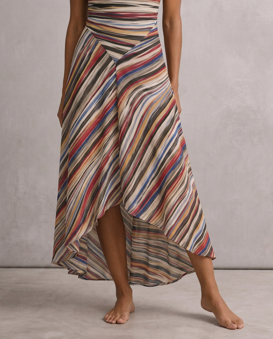 Vestido largo de rayas multicolor