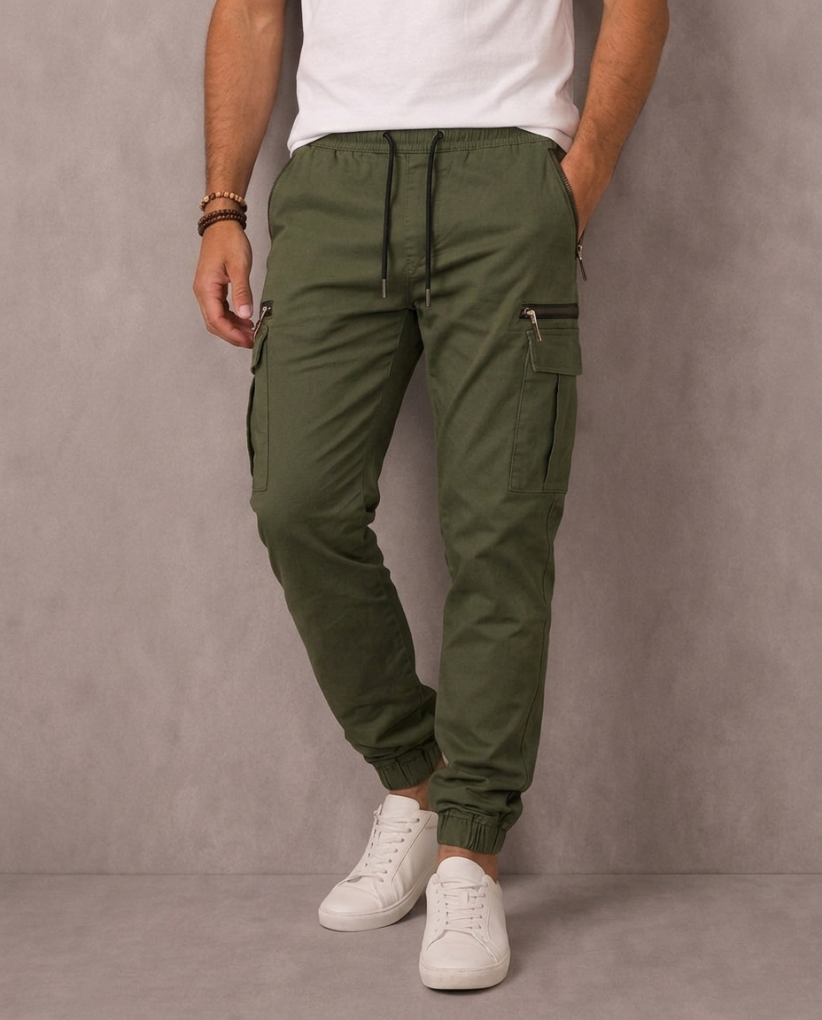 Diego | Pantalones Cargo Marino Multibolsillo